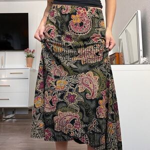 Vintage Mirasol Floral Paisley Knit Midi Skirt – Size Medium